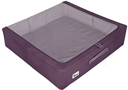 Periea 'Casey' Underbed Storage Boxes with Lids - Foldable, Stackable, and Space-Saving Organiser to Keep Your Space Tidy and Clutter-Free - Eggplant - Large