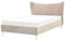 Polsterbett Samt grau-beige taupe 140x200 cm mit goldenen Metallbeinen Chaleix