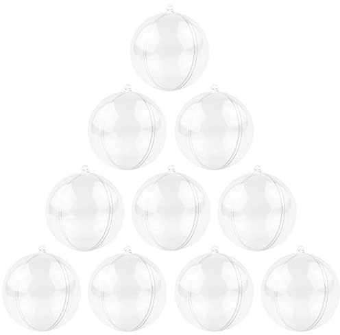 MIKAILE 10 Stück Weihnachtskugeln Transparent 10cm, Kunststoff Christbaumkugeln zum Befüllen, Acrylkugeln Weihnachtsbaumkugeln für Christbaumschmuck