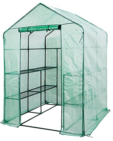 NEO TOOLS Serre d intérieur 143 x 143 x 195 cm, Film PVC, Pliable, Structure en métal revêtu par pulvérisation, Facile à Monter, Fermeture éclair