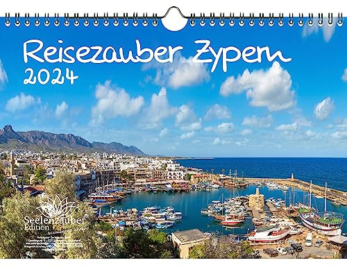 Reisezauber Zypern DIN A4 Kalender für 2024 Nikosia Urlaub Strand Meer Reise - Geschenkset Inhalt: 1x Kalender, 1x Weihnachtskarte (insgesamt 2 Teile)