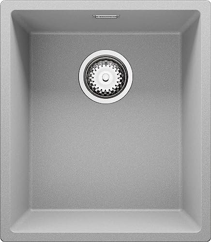 Fregadero bajo Encimera Gris 41x47cm, 1 Seno + Sifón, Granito al mueble 45cm - London de Primagran