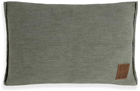 KNIT FACTORY - Uni Zierkissen - Rechteckige Sofa Kissen - Urban Green - Gestrickter Dekokissen - Couchkissen - 60x40 cm - Kissenbezug mit Füllung und Bezug