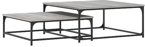 vidaXL Satztisch 2 STK., Couchtisch mit Satztisch Design, Beistelltisch für Schlafzimmer Wohnzimmer, Tisch stapelbar Sofatisch Nesting, Modern, Grau Sonoma Holzwerkstoff