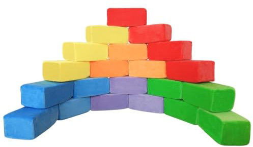 Wonder Space Plüsch Schaum Bausteine - Bauen & Stapeln Kindergartenspielzeug Geschenk für Kleinkinder, Weicher Glatter Samtbezug, Frühe Erziehung Motorik & Gehirn Entwicklung (Quader, Regenbogen)