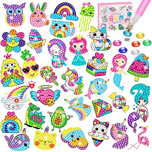 CHYEEH 5D Diamond Painting Set für Kinder und Erwachsene, 33 Stück DIY Tiermalerei Aufkleber Kit, Mosaik Set, Diamant Malerei für Anfänger