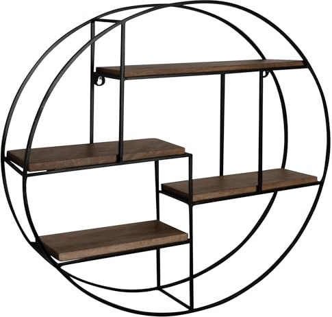 FineBuy Wandregal 70x18x70 cm Mango Massivholz Metall | Schweberegal aus Echtholz, Bücherregal für die Wand, handgefertigtes Unikat, Wandboard für Wohnzimmer und Flur