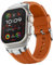 Suitisbest Cinturino Compatibile con Apple Watch Ultra 2/Ultra 49 mm, 10 46 mm, 9/8/7 45 mm, SE/6/5/4 44 mm e 3/2/1 42 mm, Arancione (Metallo Argento)