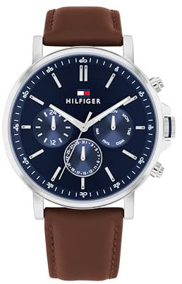 Tommy Hilfiger Multi Zifferblatt Quarz Uhr für Herren mit Braunes Lederarmband - 1710585