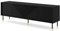 Homlando Mobile TV WOODY Black 4D 180 cm – Mobile moderno con frontale fresato MDF – Mobile basso con 4 ante per soggiorno – gambe in metallo – nero opaco