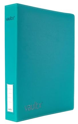 Vault X 3-Ring-Trading-Kartenordner, passend für 9-Taschen-Seiten, 540 Karten, Exo-Tec-Material, Leicht zu Öffnen, D-Ring-Klemmordner für Sammelkartenspiele, Sportkarten, TCG (Blaugrün, Schlank)
