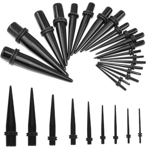 FDCGAS dehnstäbe set - 36 pcs Ohrdehner ，Taper Dehnstab Set Piercing Schmuck (Schwarz)