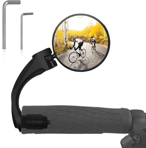 MAJOYLIFE Fahrrad Spiegel,Fahradspiegel Lenker Links,360 Grad Drehbarer Edelstahlspiegel,Geeignet für Alle Fahrräder,E-Bikes und E-Scooter (7CM)