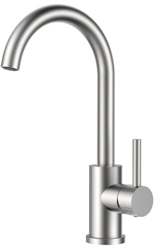 FORIOUS Kitchen Tap, Kitchen Sink Taps Mixer, 360 Swive Stainless Steel Monobloc 1 Hole with Single Lever