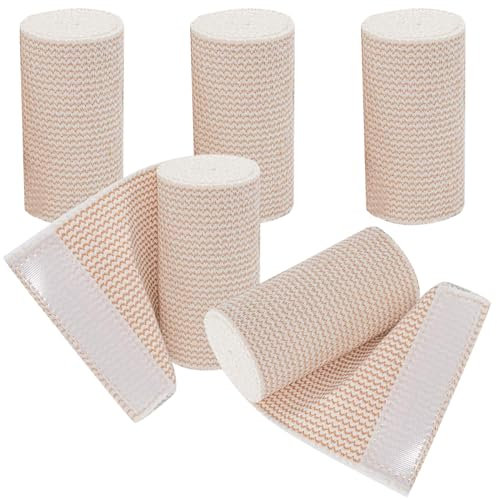 Compression Bandage Wraps Pack of 5 Self Adhesive Athletic Stretchable Cohesive Elastic Bandages Wrap 6 Inch with Self-Closures for Sports Protection for Wrist, Ankle Sprains, Swelling