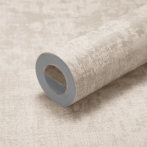 Tarwanear Tapete mit Beton-Effekt, Retro-Steintexturen, Shabby-Chic-Stil, matte Tapetenrolle für Wohnräume und Wände, Küche, Schlafzimmer, Flur, 0,53 x 9,5 m, Hellbraun