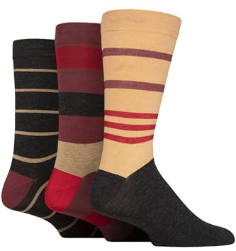 SockShop Men's Bamboo Comfort Cuff Socks 3 Pairs Sesame 12-14
