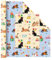 WERNNSAI Geschenkpapierrolle mit süßer Katze – 1 Rolle 43 cm x 10 m zweiseitiger Geschenkpapierschneider für Mädchengeburtstage Festivalparty dekorative Kunst Gelb und Blau