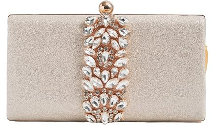 MICHELLE MOON - Elegante Damen-Clutch für Hochzeiten, Partys und Events | Clutch mit Kette Schultergurt, ideal als elegante Damenhandtasche mit Glitzer oder Handtasche für besondere Anlässe, Gold -
