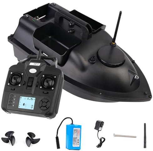 JMbpkduHs 500m Remote Control Fishing Boat with Gps, 3 Independent Bait Compartments and LED Night Light,12000mah Battery, Load Capacity 2kg,Automatic Return