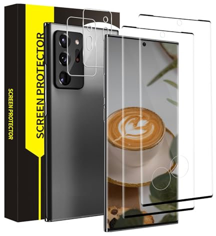 Bodyguard Schutzfolie für Panzerglas für Samsung Galaxy Note 20 Ultra 5G, 2+2 Stück Blasenfreie Schutzglas mit Kameraschutz, 9H Härte, 3D Runde Kanten, HD Samsung Note 20 Ultra Displayschutzfolie