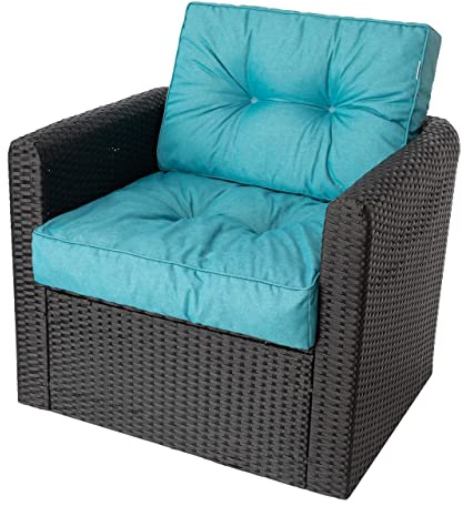 Bjird Sesselkissen 2-teilig – Sitzkissen & Rückenkissen für Rattansessel, Stuhlkissen, Rattanmöbel & Gartenmöbel – Outdoor Auflage – wasserabweisend, rutschfest, Oeko-TEX - Blau - 59x59 cm