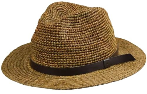 Chapeau de paille pour homme - Grande taille - Été - Vacances en plein air - Chapeaux de plage Panama, Couleur café., XL