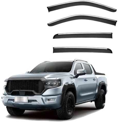 GLYGLY 4X Windabweiser für Foton Tunland 7/9 Pickup MK1 2024+, Regen Sonnenschutz Auto Fenster-Visiere Autofenster Sonnenschutz Regenabweiser Deflektoren