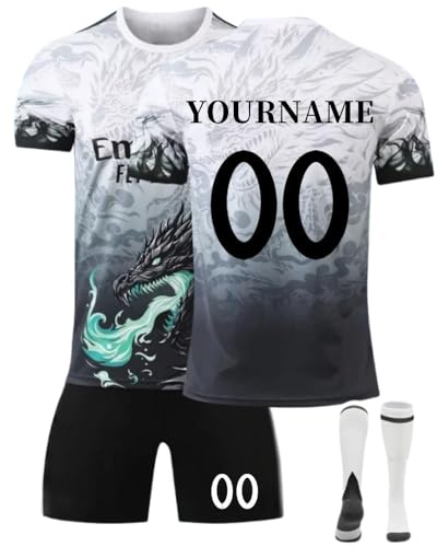 Maglia Calcio Bambino Personalizzata 2025 2026 Attrezzatura Casa E Trasferta Maglia Traspirante con Nome E Numero A Scelta Pantaloncini E Calzini Regali di Calcio per Ragazzi