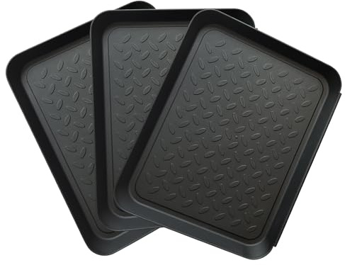 3 Stück 35 x 27 x 3 cm Schuhabtropfschale, Schuhwanne aus Kunststoff | für schmutzige und nasse Schuhe, Hundefuttermatte ,Gummistiefel, Schlammschaufe