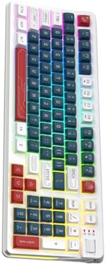 Uqezagpa Office Gaming Keyboards With Tactiles Feedbacks Volumes Scrolls Wheel Dynamic RGBs Lighting 97Key Space Saving Cord Design Space Saving Desktop Keyboards
