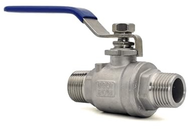 1 STÜCK 1-1/2 SS304 2-teiliger Vollanschluss-Kugelhahn BSPT Doppelter Außengewinde Wasser Gas Ölschalter