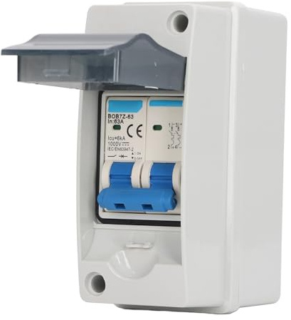 RiToEasysports Interrupteur automatique miniature CC 63A 1000V, Sectionneur solaire photovoltaïque étanche IP65 avec protection contre la surcharge pour systèmes à panneaux solaires et hors réseau
