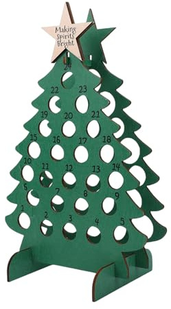 Fockety Weihnachtsbaum Weinregal Adventskalender, Countdown Kalender aus Holz für 2026 mit 24 Individuellen Fächern für Mini Schnapsflaschen, Festliche Weihnachtsdekoration