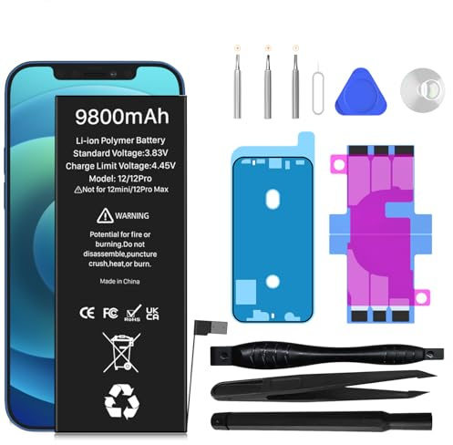 [9800mAh] Battery for iPhone 12/12Pro, 2026 New Upgrade High Capacity 0 Cycle Battery Replacement for iPhone 12/12 Pro, A2172 A2402 A2403 A2404 With Professional Tools