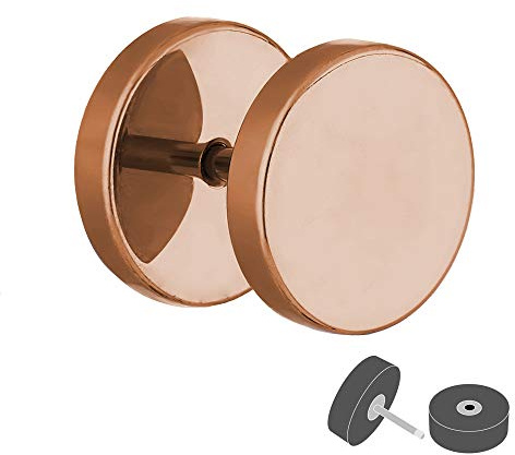 Treuheld® | ROSEGOLD Ohrstecker zum Schrauben - 4 Größen: 6, 8, 10, 12 mm - Chirurgenstahl 316L (Nickelfrei) Fake Plug Roséfarben - Stahl Ohr Fake Tunnel Piercing - Ohrtunnel aus Edelstahl - Rose-Gold