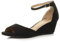 Womens Ladies Low mid Wedge Heel Ankle Strap Casual Evening Sandals, Black Suede, 4 UK