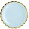 PartyDeco Lot de 6 assiettes en carton bleu avec bords dorés