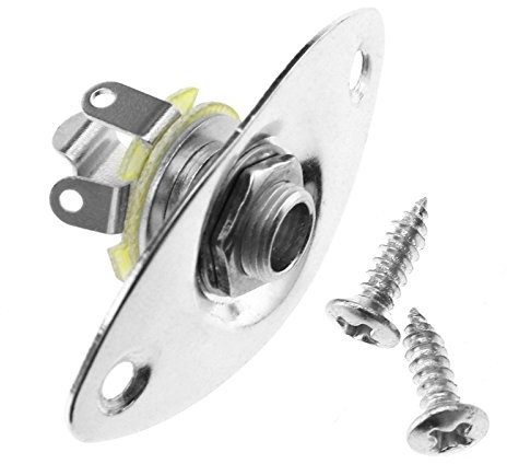ENET Universal Oval Shape Output Jack Plate Socket W Screws For Electric Guitars Chrome