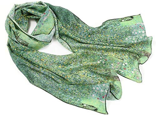 Prettystern Damen langer Seiden-schal Malerei Silk Scarf grün Kunstdrucke Gustav Klimt - der Park P899