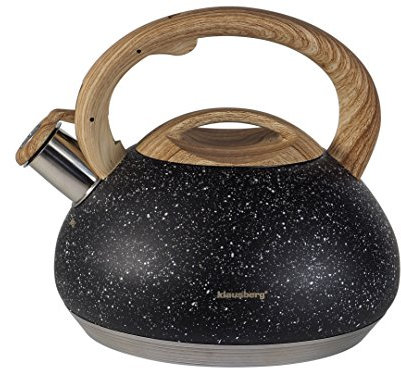 Wasserkessel mit Pfeife, Flötenkessel, 2,7 Liter, aus hochwertigem Edelstahl, leistungsfähig und praktisch (schwarzer Marmor)