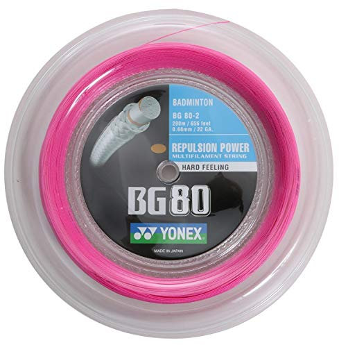 YONEX BG 80-200m Rolle Pink - Badmintonsaite, Badmintonstring