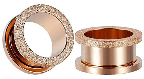 Huacan Flesh Tunnel Piercing Set 6mm 8mm 10mm 12mm 14mm 16mm Ohr Plug Schwarz Silber Rose Mit Granulierend Anhänger Double Flared Klassisch Expander Chirurgen Edelstahl Schmuck Damen Herren 2 Stück