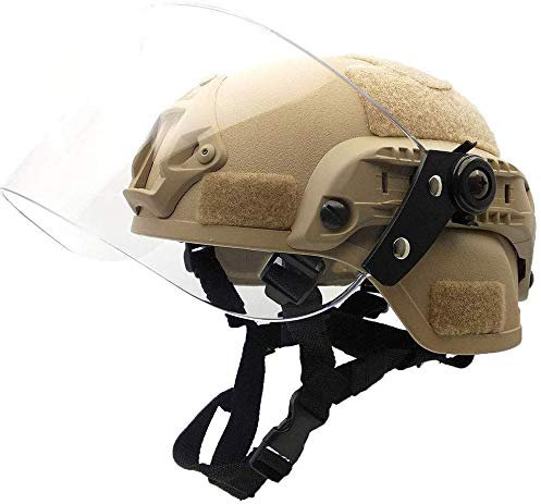 Hotour Leichter, schneller Mich 2000-Helm mit transparenter Sonnenblende für Airsoft Paintball CS-Kriegsspiele im Freien.