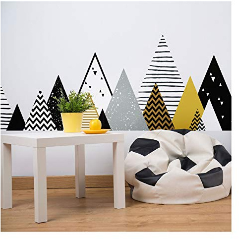Ambiance Sticker Wandsticker für Kinder, Dekoration für Kinderzimmer, selbstklebend, riesig, skandinavische Berge, Chapka – H 60 x B 100 cm