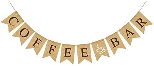 Coffee Bar Banner Jute Wimpelkette Banner Dekorative Rustikale Wimpelkette Girlande für Babyparty Zuhause Party Dekor
