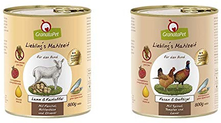 Liebling's Mahlzeit Nassfutter Lamm & Kartoffel, 6er Pack (6 x 800 g) & Nassfutter Fasan & Geflügel, 6er Pack (6 x 800 g)