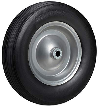 Relaxdays Roue de brouette 4.80 4.00-8, en Caoutchouc, Roue de Secours, Jante, pneus de Diable 100 kg, Gris et Noir