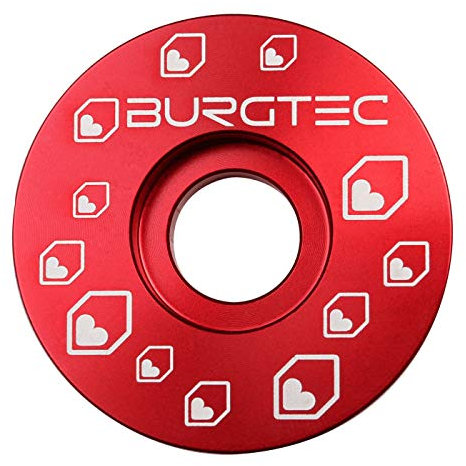 Burgtec Top Cap - Red/Mountain Bike MTB Part Match Component Lightweight Alloy Accessories Cycling Biking Cycle Trail Ride Style Race Downhill Freeride Dirt Jump Screw Spacer Headset Stem Bolt Kit