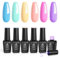 Beetles Gel Nagellack Set, 6 Farben Gel Polish Einhorn-Kollektion Pastellblau Gelb Rosa GelLack Soak-off UV-LED-Lampe Babyblau Gelb Lila Dekorationen Nagelkunst Nagelgeschenke für Frauen